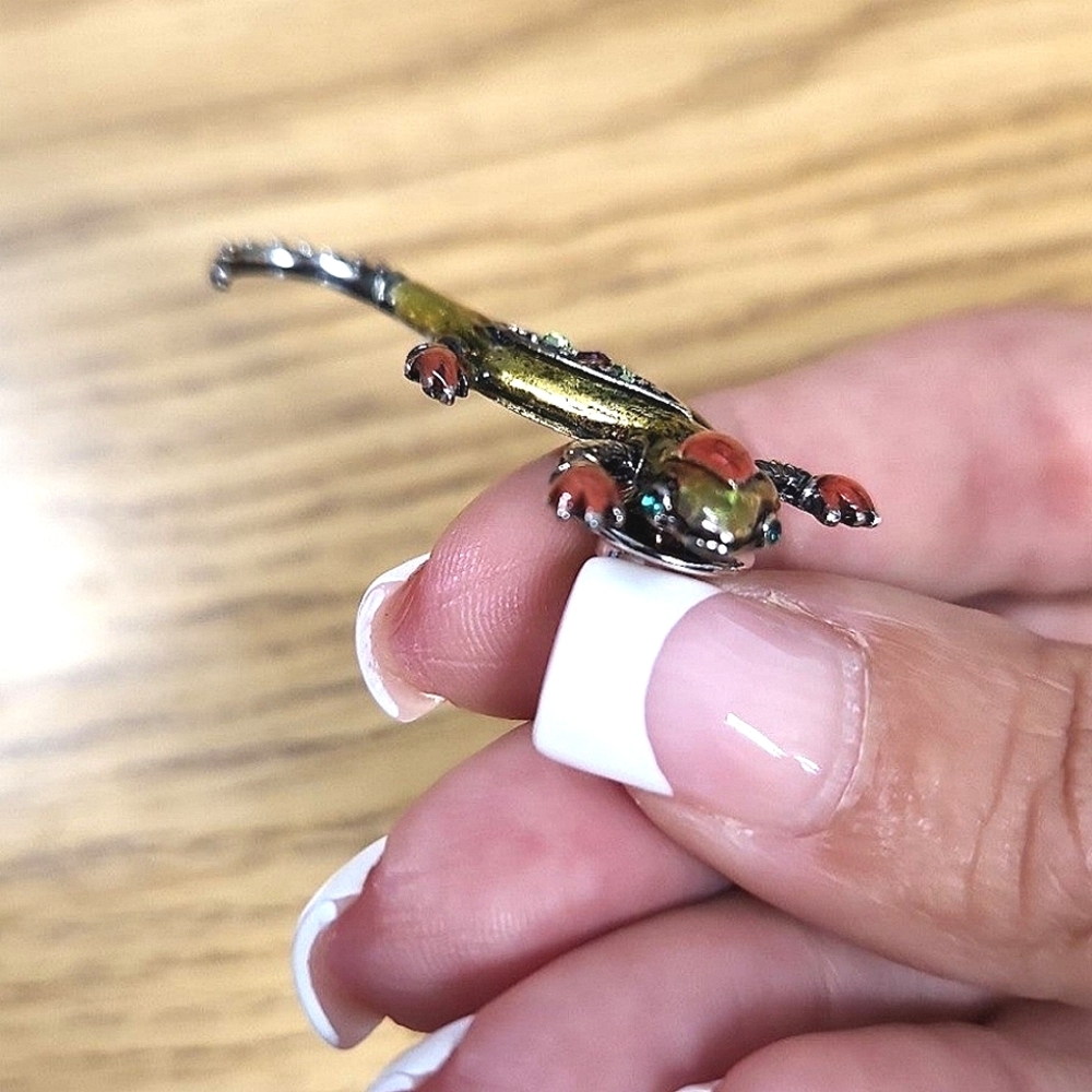 OLIT USA Crystal & Enamel Lizard Pin - Picture 3 of 4